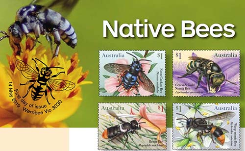 Australia Post stamps featuring native bees
