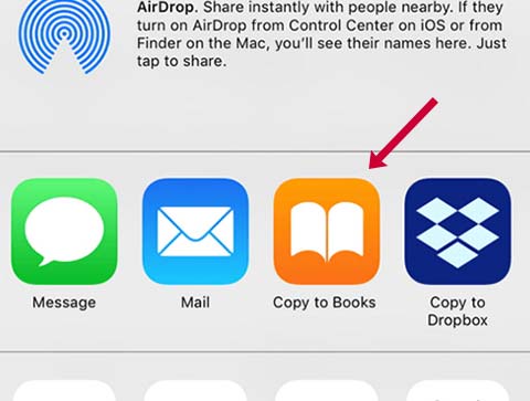 eBook share to Books app 